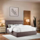 Meridian Adam Brown Linen Textured Fabric King Bed IMAGE 2