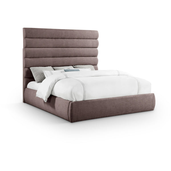 Meridian Adam Brown Linen Textured Fabric King Bed IMAGE 1