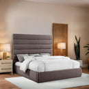 Meridian Adam Brown Linen Textured Fabric King Bed IMAGE 2