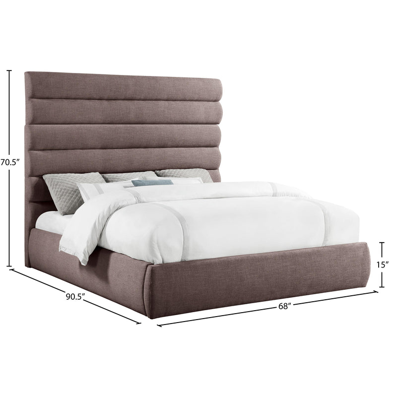 Meridian Adam Brown Linen Textured Fabric King Bed IMAGE 9