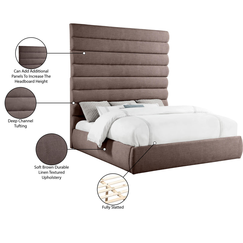 Meridian Adam Brown Linen Textured Fabric King Bed IMAGE 10