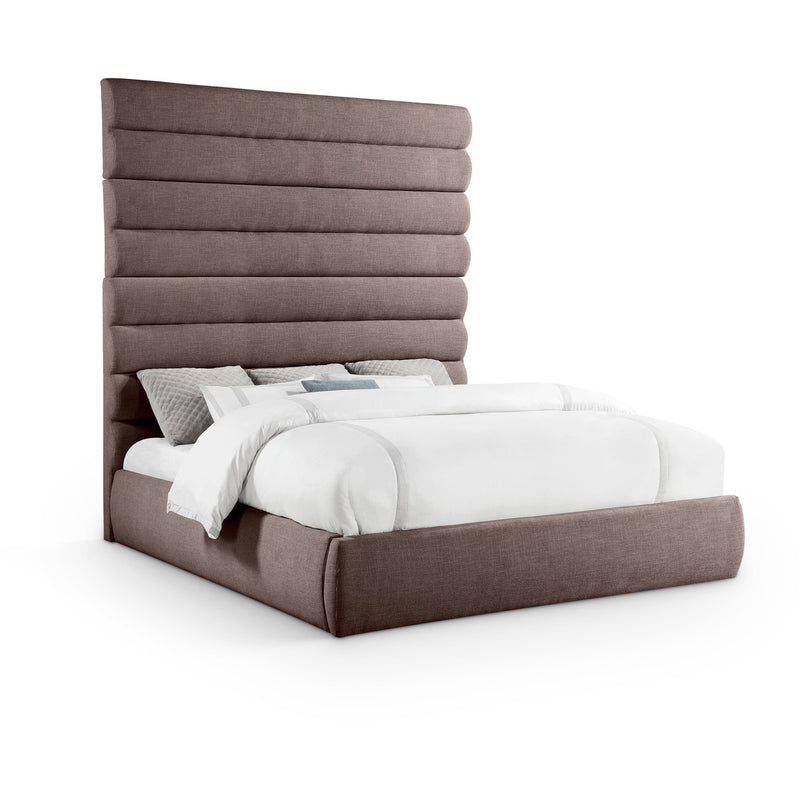 Meridian Adam Brown Linen Textured Fabric King Bed IMAGE 1