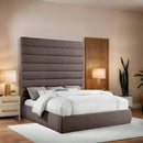 Meridian Adam Brown Linen Textured Fabric King Bed IMAGE 2