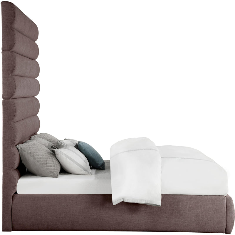 Meridian Adam Brown Linen Textured Fabric King Bed IMAGE 4