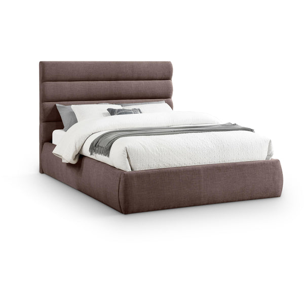 Meridian Adam Brown Linen Textured Fabric Queen Bed IMAGE 1