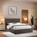 Meridian Adam Brown Linen Textured Fabric Queen Bed IMAGE 2