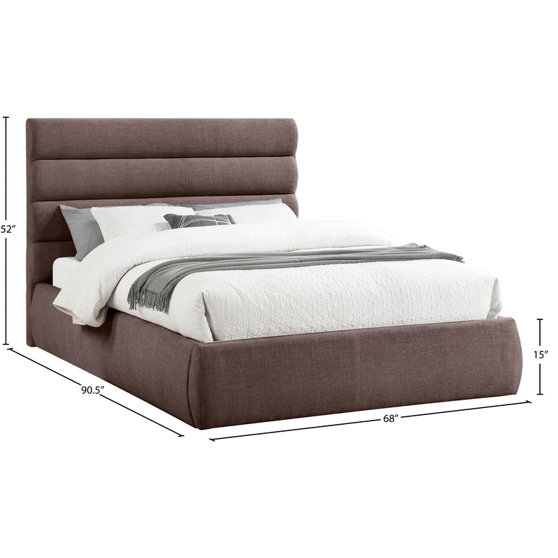Meridian Adam Brown Linen Textured Fabric Queen Bed IMAGE 9