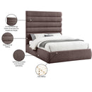 Meridian Adam Brown Linen Textured Fabric Queen Bed IMAGE 10