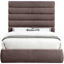 Meridian Adam Brown Linen Textured Fabric Queen Bed IMAGE 3