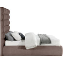 Meridian Adam Brown Linen Textured Fabric Queen Bed IMAGE 4