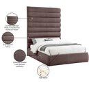 Meridian Adam Brown Linen Textured Fabric Queen Bed IMAGE 10