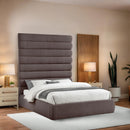 Meridian Adam Brown Linen Textured Fabric Queen Bed IMAGE 2