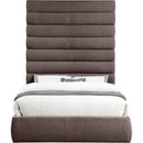 Meridian Adam Brown Linen Textured Fabric Queen Bed IMAGE 3