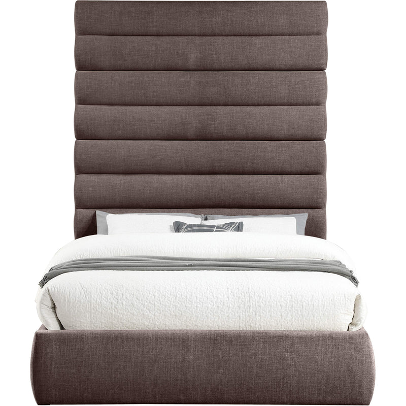 Meridian Adam Brown Linen Textured Fabric Queen Bed IMAGE 3