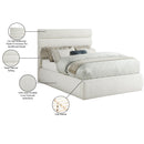 Meridian Adam Cream Linen Textured Fabric Full Bed IMAGE 10