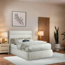 Meridian Adam Cream Linen Textured Fabric Full Bed IMAGE 2