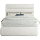 Meridian Adam Cream Linen Textured Fabric Full Bed IMAGE 3