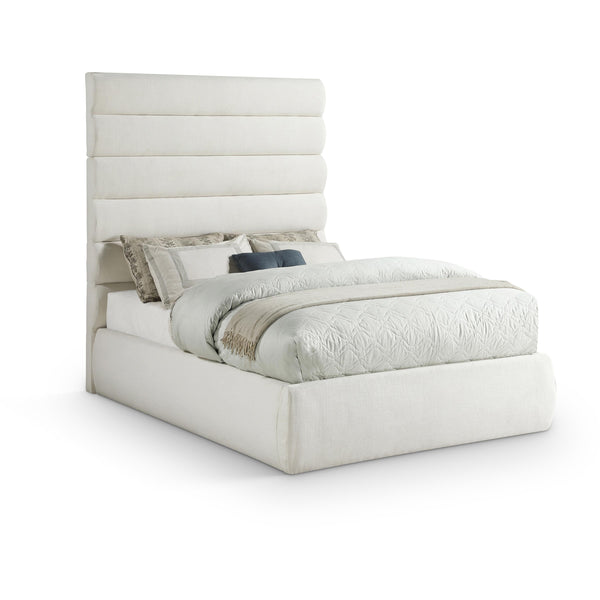 Meridian Adam Cream Linen Textured Fabric Full Bed IMAGE 1