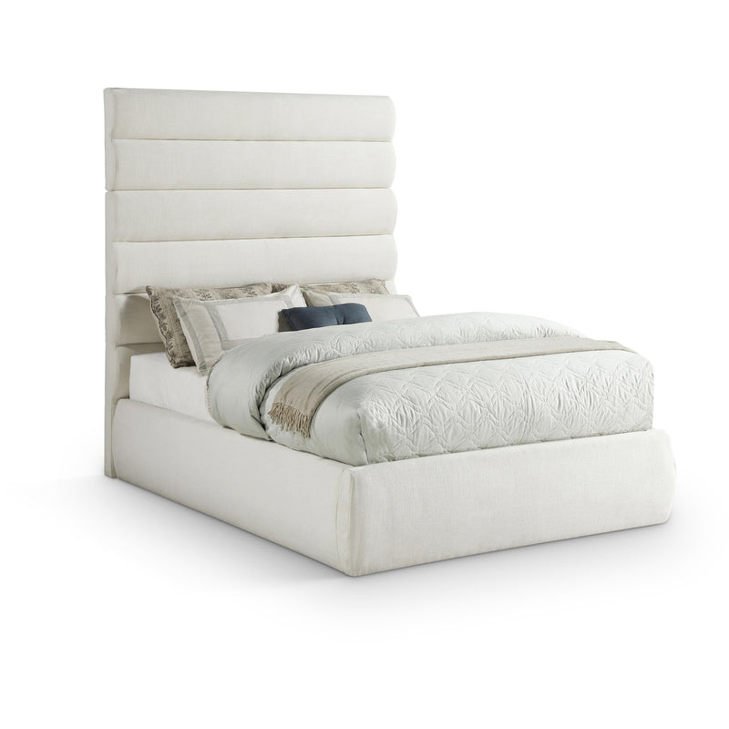 Meridian Adam Cream Linen Textured Fabric Full Bed IMAGE 1