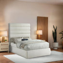 Meridian Adam Cream Linen Textured Fabric Full Bed IMAGE 2