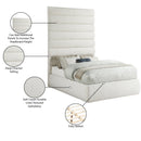 Meridian Adam Cream Linen Textured Fabric Full Bed IMAGE 10