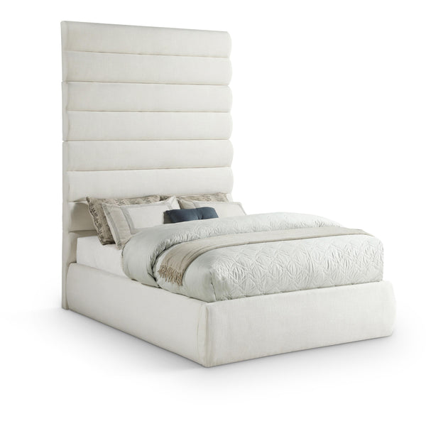 Meridian Adam Cream Linen Textured Fabric Full Bed IMAGE 1