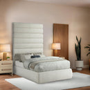 Meridian Adam Cream Linen Textured Fabric Full Bed IMAGE 2