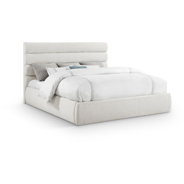 Meridian Adam Cream Linen Textured Fabric King Bed IMAGE 1