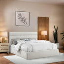 Meridian Adam Cream Linen Textured Fabric King Bed IMAGE 2