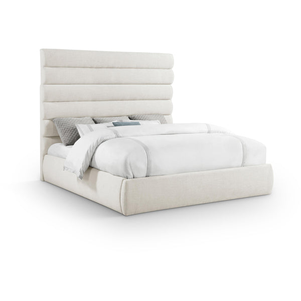 Meridian Adam Cream Linen Textured Fabric King Bed IMAGE 1