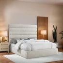 Meridian Adam Cream Linen Textured Fabric King Bed IMAGE 2