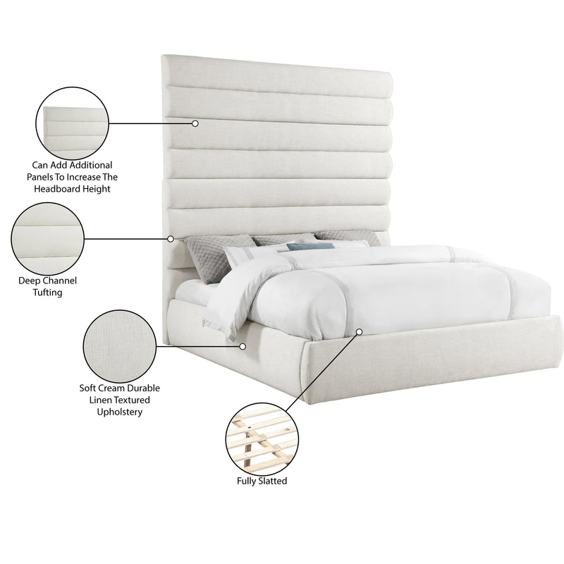 Meridian Adam Cream Linen Textured Fabric King Bed IMAGE 10