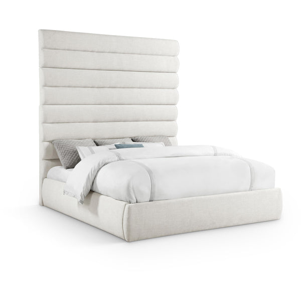 Meridian Adam Cream Linen Textured Fabric King Bed IMAGE 1