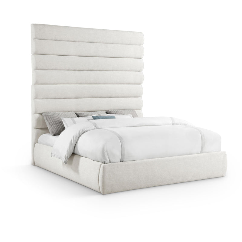 Meridian Adam Cream Linen Textured Fabric King Bed IMAGE 1