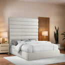 Meridian Adam Cream Linen Textured Fabric King Bed IMAGE 2