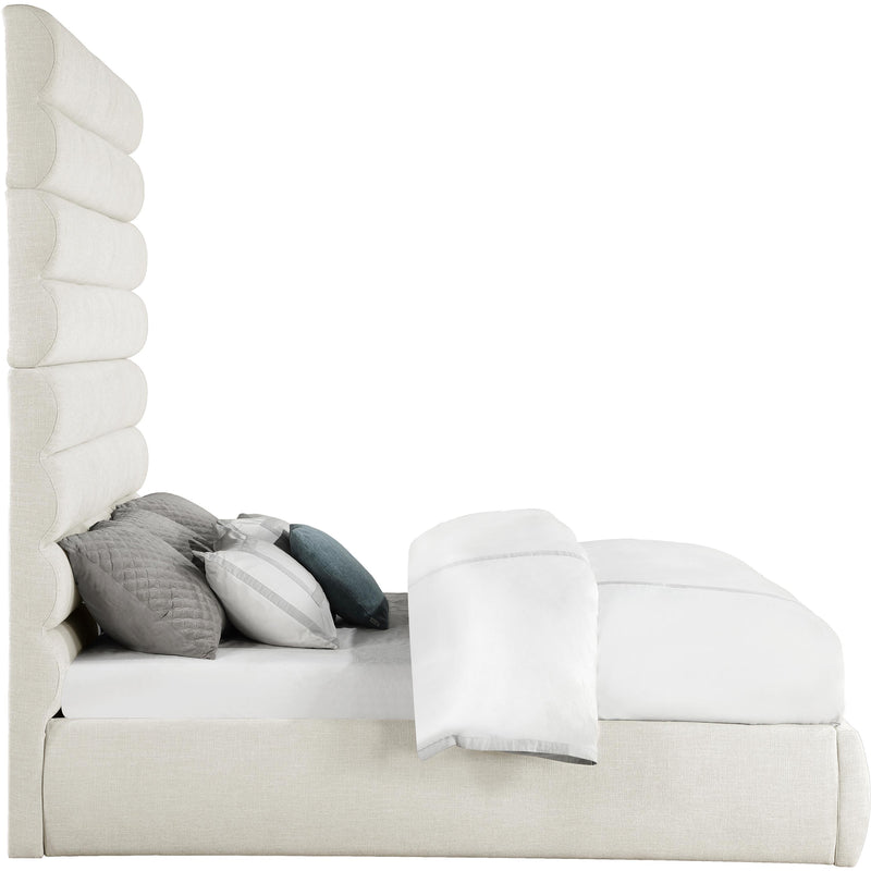 Meridian Adam Cream Linen Textured Fabric King Bed IMAGE 4