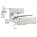 Meridian Adam Cream Linen Textured Fabric Queen Bed IMAGE 10