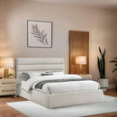 Meridian Adam Cream Linen Textured Fabric Queen Bed IMAGE 2