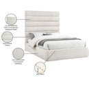 Meridian Adam Cream Linen Textured Fabric Queen Bed IMAGE 10