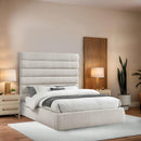 Meridian Adam Cream Linen Textured Fabric Queen Bed IMAGE 2