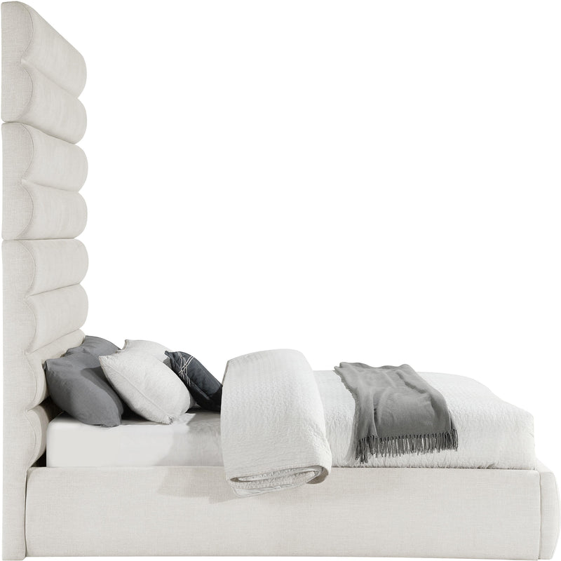 Meridian Adam Cream Linen Textured Fabric Queen Bed IMAGE 4