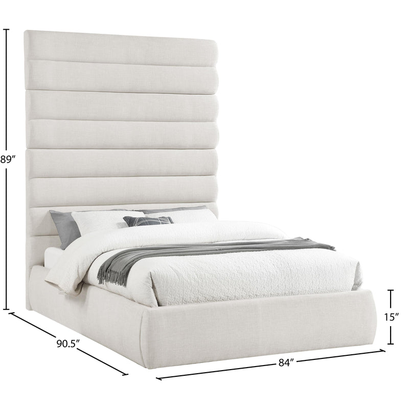 Meridian Adam Cream Linen Textured Fabric Queen Bed IMAGE 9