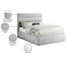 Meridian Adam Grey Linen Textured Fabric Full Bed IMAGE 10