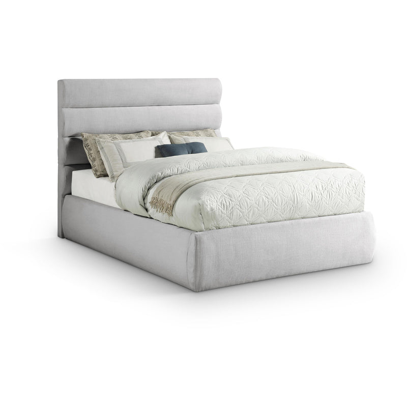 Meridian Adam Grey Linen Textured Fabric Full Bed IMAGE 1
