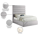 Meridian Adam Grey Linen Textured Fabric Full Bed IMAGE 10