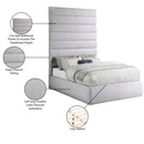 Meridian Adam Grey Linen Textured Fabric Full Bed IMAGE 10