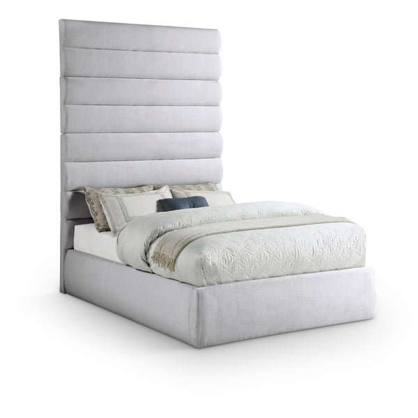 Meridian Adam Grey Linen Textured Fabric Full Bed IMAGE 1