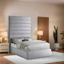 Meridian Adam Grey Linen Textured Fabric Full Bed IMAGE 2
