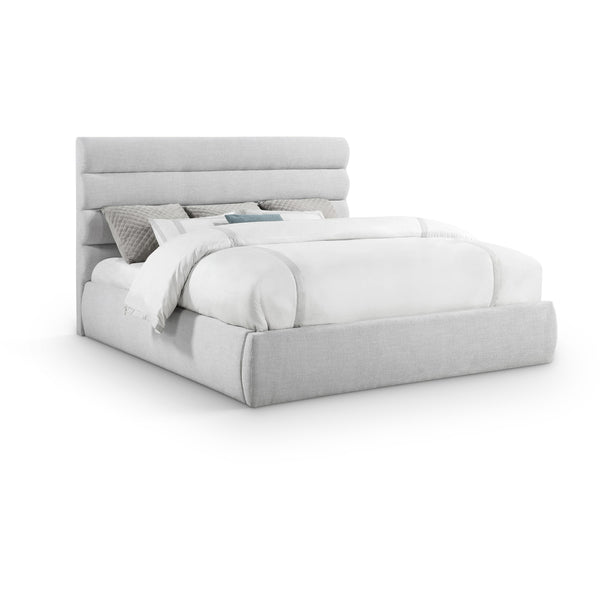 Meridian Adam Grey Linen Textured Fabric King Bed IMAGE 1