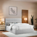 Meridian Adam Grey Linen Textured Fabric King Bed IMAGE 2